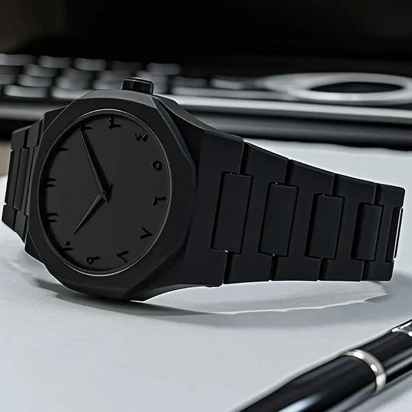 Luxury Men's Quartz Watch – Water Resistant, Stainless Steel, Stylish Black