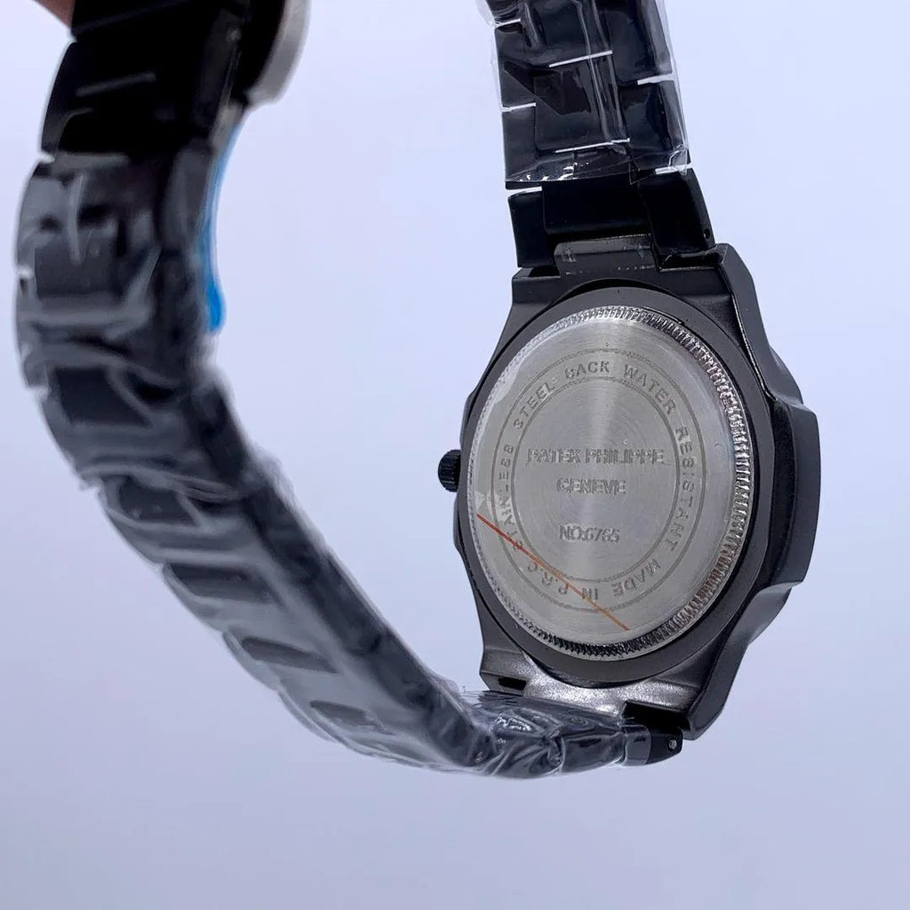 Premium Men's Quartz Watch – Stainless Steel, Water Resistant, Black Chain Strap