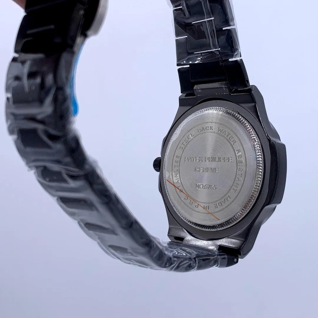 Premium Men's Quartz Watch – Stainless Steel, Water Resistant, Black Chain Strap