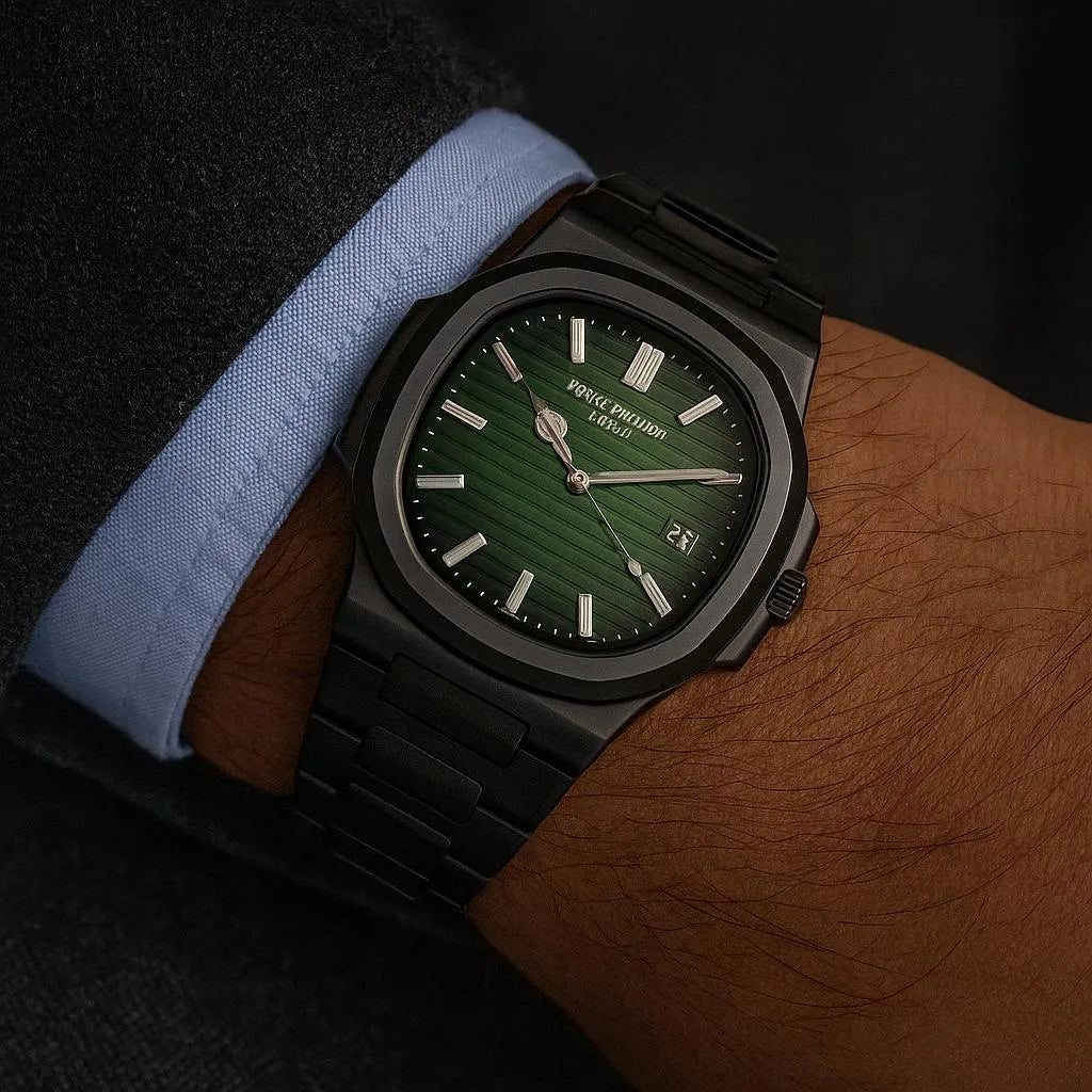 Premium Men's Quartz Watch – Stainless Steel, Water Resistant, Black Chain Strap