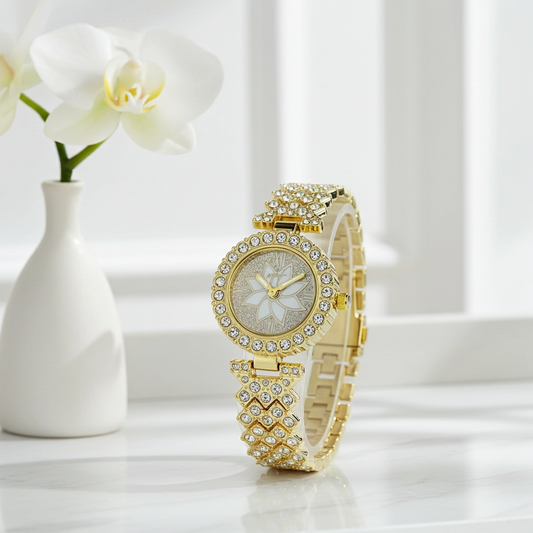 Women’s Golden Beads Chain Strap Watch